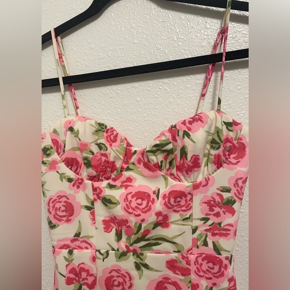 NWOT Zara Pink Flower Corset Mini Dress - Picture 3 of 5